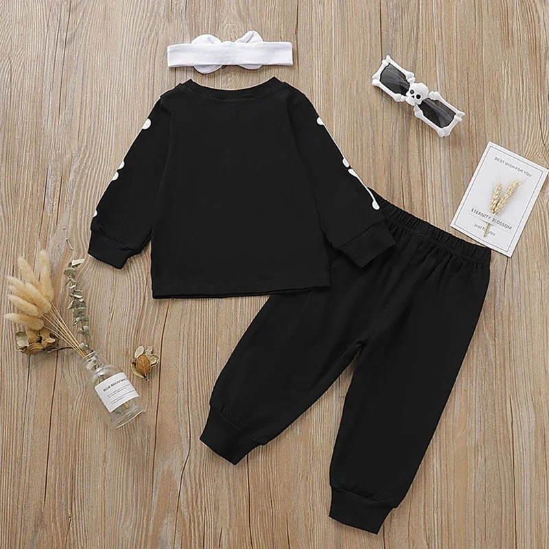 

Autumn Baby Boys Long Sleeve Letters Print Sweatshirt Tops Floral Pants Trouser With Headband Costume Set