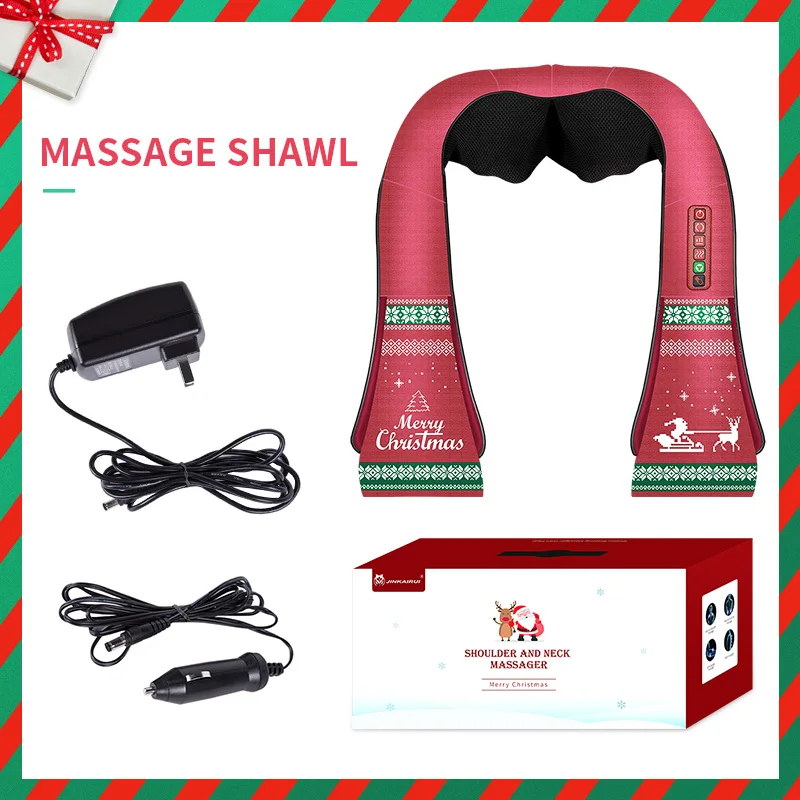 

Best Christmas Gift Multi-Function Neck Massage Shawl U Shape with Kneading Heating Shiatsu Use For Home and Car Dual Use
