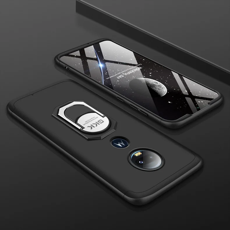 Чехол для Motorola Moto G7 Plus, роскошный полный защитный чехол с магнитным кольцом, противоударный чехол для MOTO G7 G6 G5s Plus, чехол - Color: Black