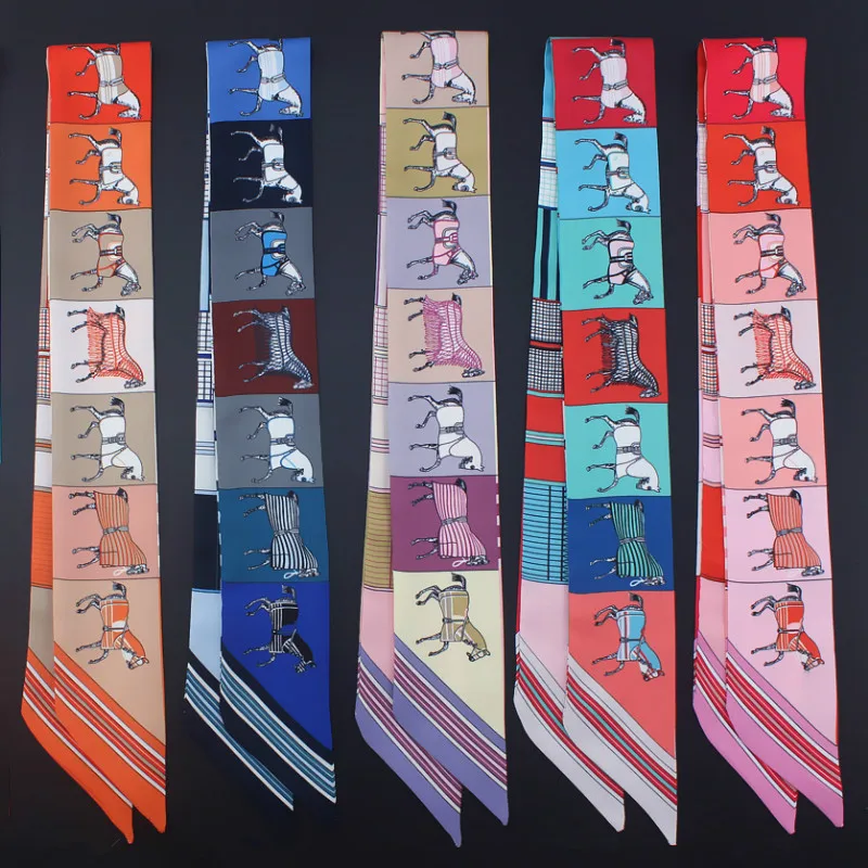 Женский кружевной шарф тюрбан с принтом в виде коня маленькая лента для