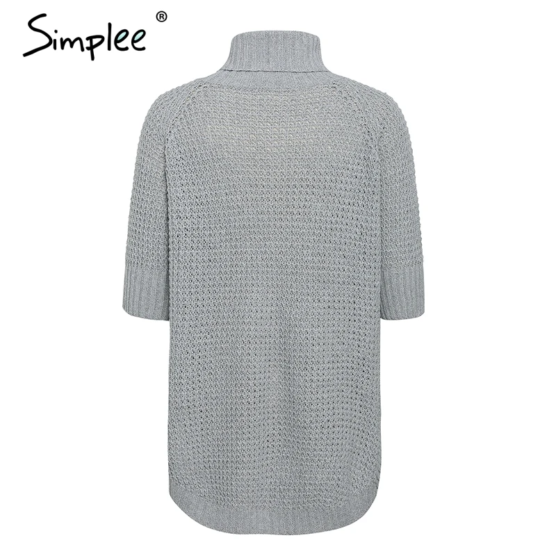 Simplee Половина рукава водолазки вязаный пуловер женщин мягкий зимний высокий
