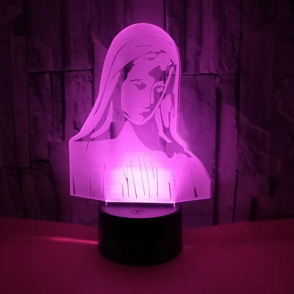 

3d Lamp Night Light Virgin Mary Led Lighting Bedside Lamp Lighting Pray Lights Christmas Gift Catholic Church Decoration Light