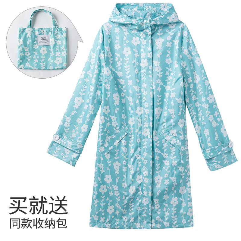 Плащ-дождевик с принтом в японском и корейском стиле легкий средней длины тонкий