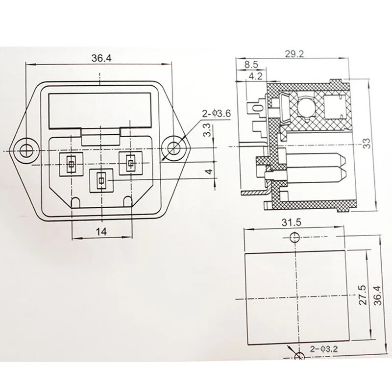 Aucharm позолоченный медный IEC Socket предохранитель сиденья HIFI аудио адаптер