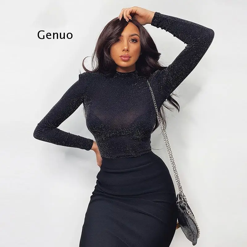 Длинные рукава с высоким плотно облегающим шею воротником для женщин