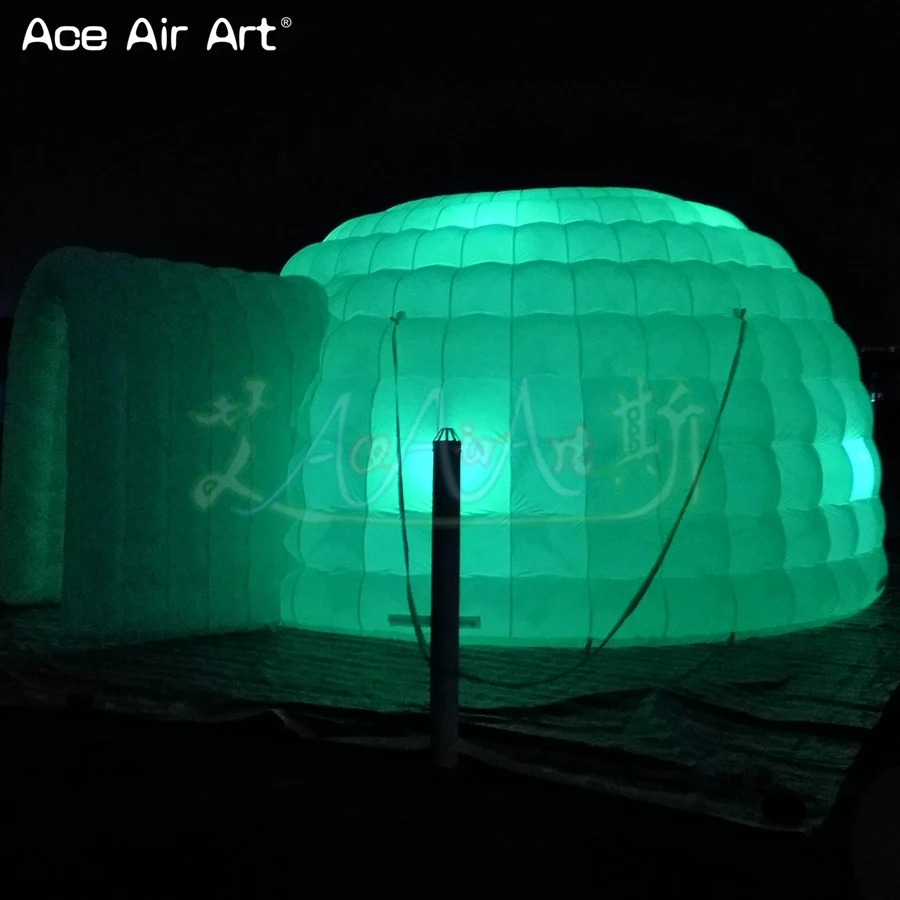 Большая красочная светодиодная надувная палатка igloo яркое освещение купольное