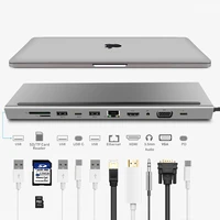 11 in 1 usb c laptop docking station type c to hdmi vga rj45 ethernet usb 3 0 sdtf card reader with pd charging for macbook pro