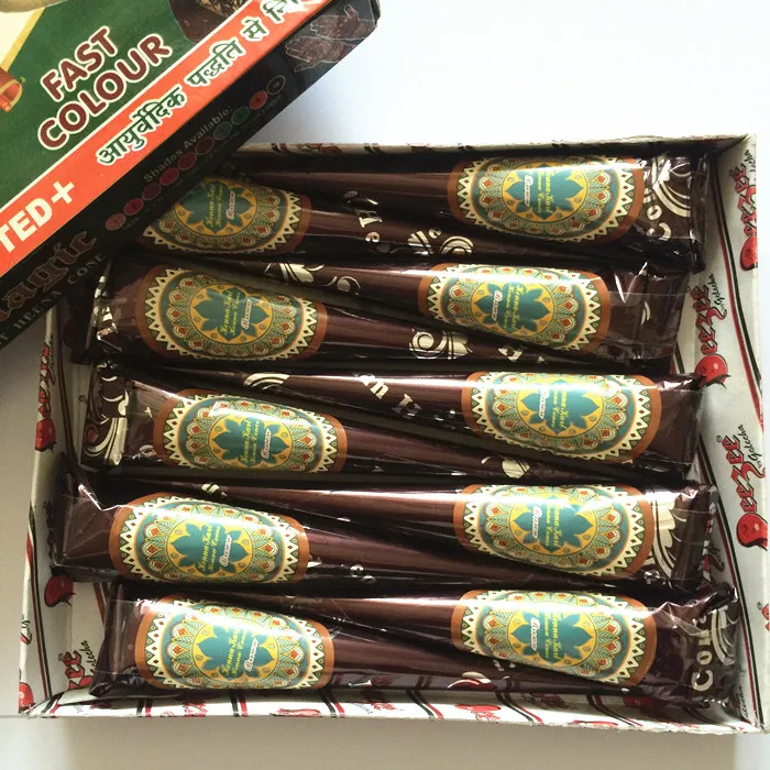 12 шишек хны индийская паста для татуировок черная коричневая красная белая полых