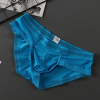 2021 summer men sexy elastic u bulge cup briefs ice silk breathable comfortable seamless underwear personalized tide boxer short