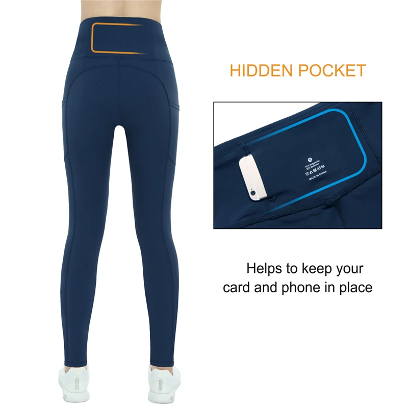 Женские штаны для йоги с карманами высокой талией леггинсы занятий спортом