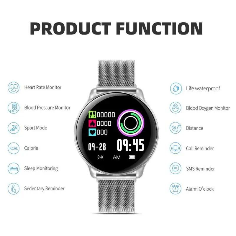 SE01 Смарт часы фитнес трекер для измерения сердечного ритма шагомер круговой