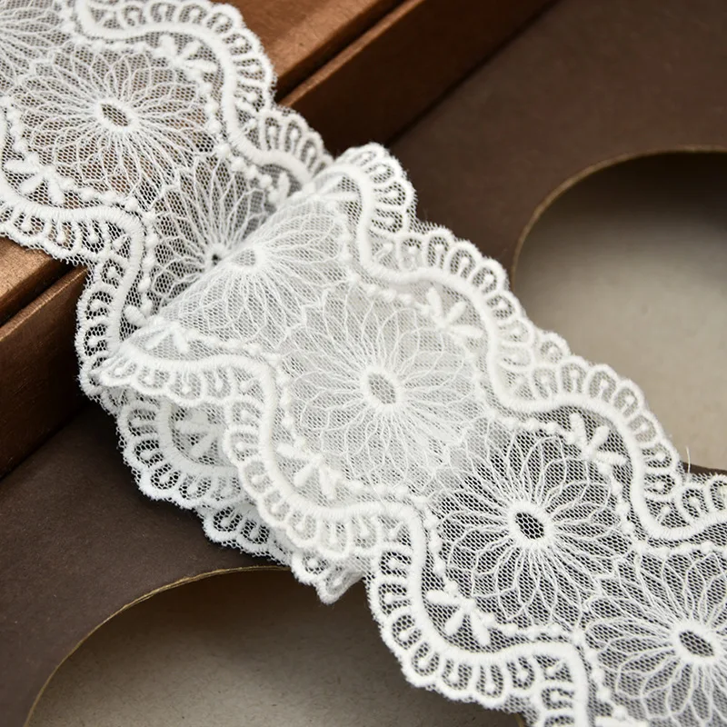 

19Yards White Cotton Thread Embroidery Mesh Lace ribbon Fabric Trim Trimming DIY Clothing Wedding Decoration Sewing Accessorie