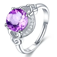 new 925 silver jewelry ring with amethyst zircon gemstone korean style open finger rings ornaments for women wedding party gift