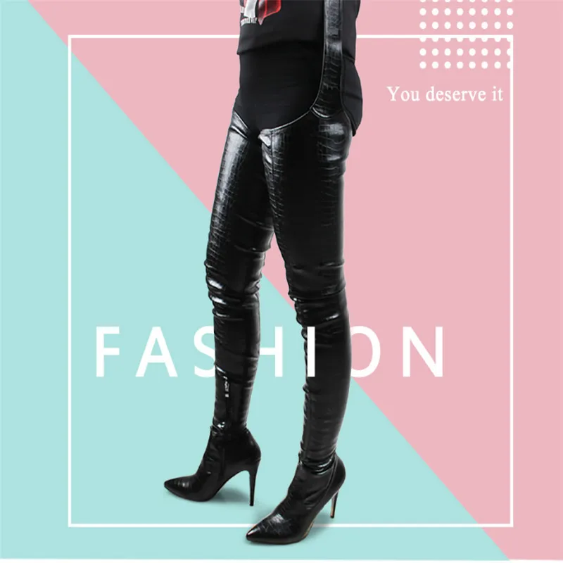 Женские сапоги из натуральной крокодиловой кожи с острым носком | Обувь