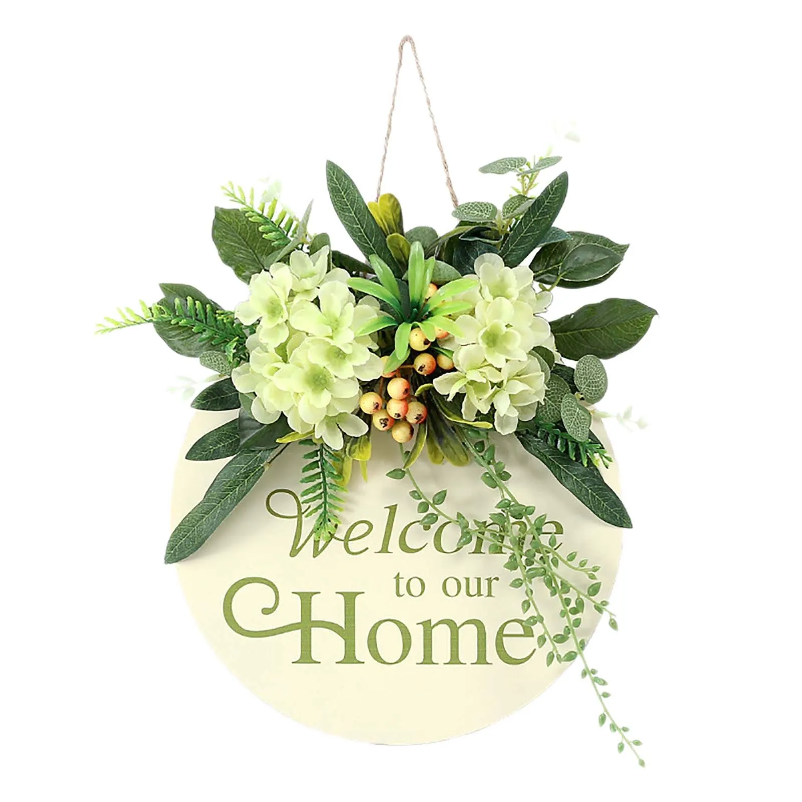

28x27x5cmPremium Quality Wooden Artificial flower Welcome Wreath Sign Hanger Farmhouses Front Porch Home Door Decor Rustic