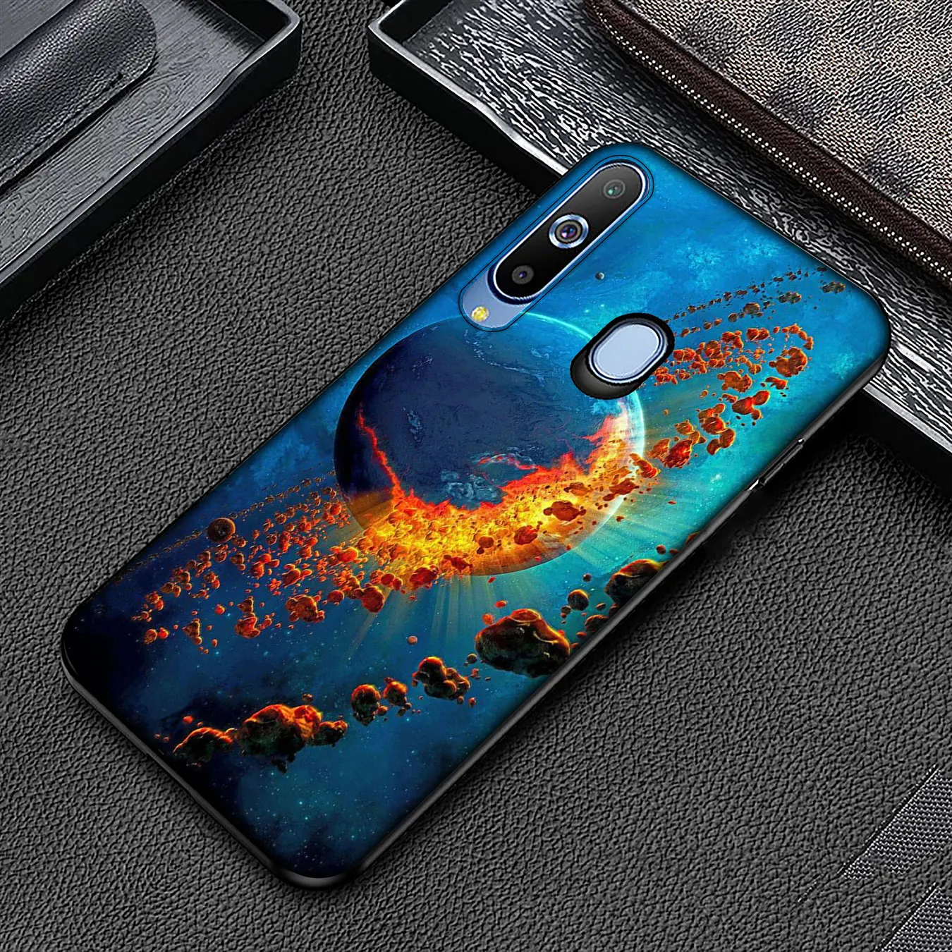 Мягкий чехол для телефона IYICAO Space Moon Cat Samsung Galaxy A51 A71 A81 A91 A41 A21 A11 A01 A2 Core J8 J7 J6 J4 Plus Prime