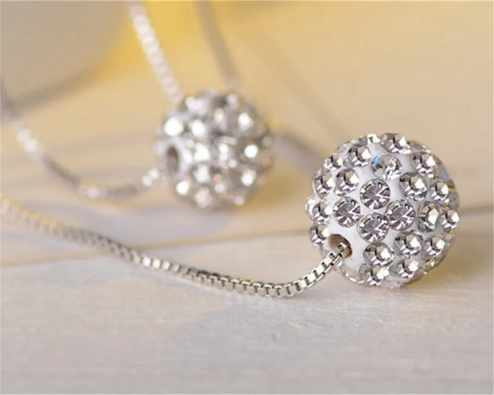 

New Sterling Silver Necklace Fashion Ball Pendant Necklace Women's Premium Shambhala Necklace