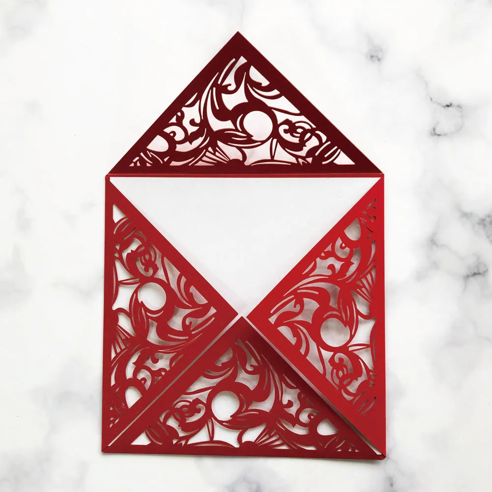 

25pcs/lot Laser Cut Wedding Invitations Cards Greeting Cards With White Envelope Party Supplies Event Elegant Lace Favor