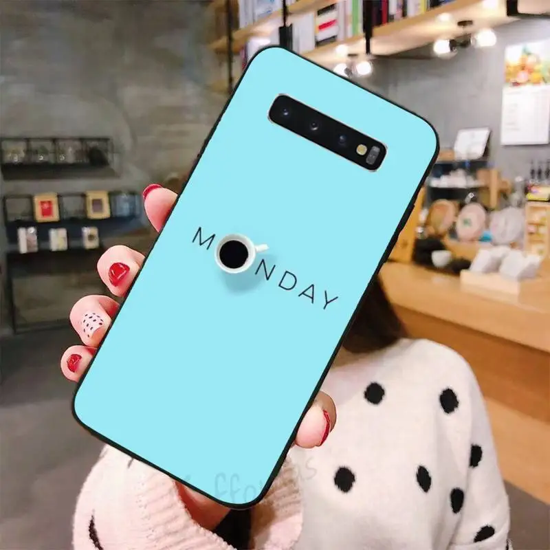 

Coffee alarm clock cup leisurely Phone Cases For Samsung A50 A51 A71 A20E A20S S10 S20 S21 S30 Plus ultra 5G M11 funda shell
