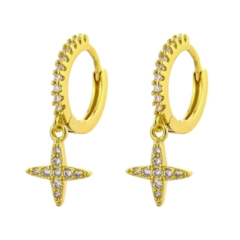 

Fengxiaoling New Zircon Stars Drop Earrings For Women 925 Sterling Silver Earrings Office/career Girl Fine Jewelry Student Gifts