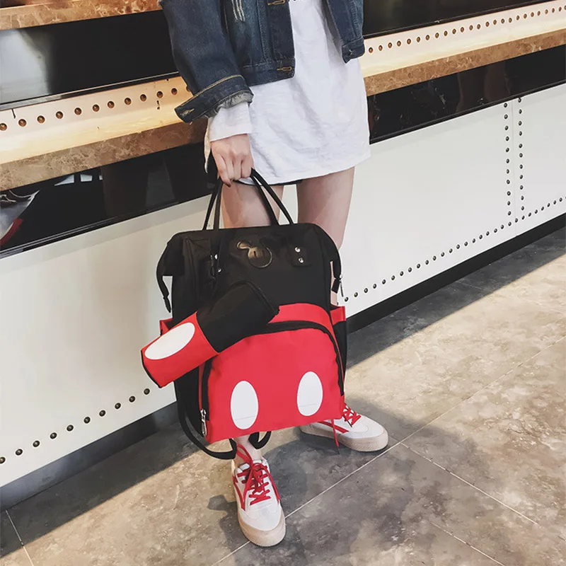 Дисней Рюкзак Студенческая сумка Микки Маус женские сумки модная большая