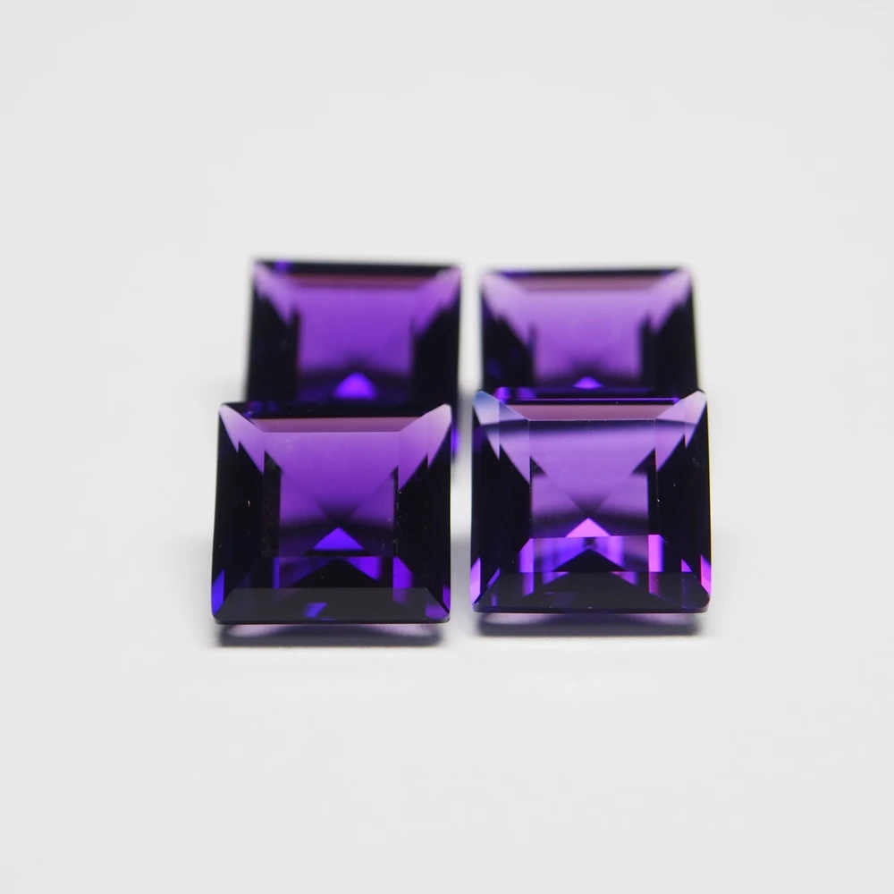 10*10mm 5 Piece  Square shape Set cut Hydrothermal quartz stone Laboratory manufacturing amethyst loose gemstone for Ring