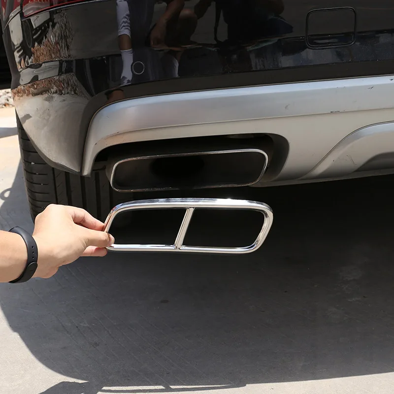 

For Audi Q7 16-19 Stainless Black Silver 4M Car Rear Exhaust Tail Pipe Cover Trim Muffler High Quality Sticker Auto Accessories