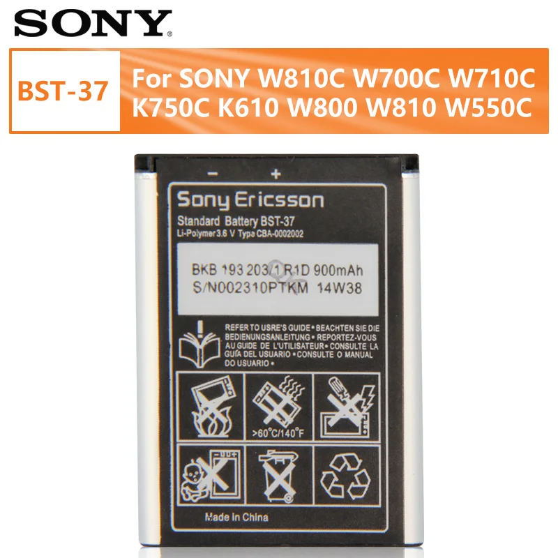 Original SONY BST-37 Battery For Sony W810C W700C W710C K750C K610 W800 W810 W550C Genuine Replacement Phone 900mAh | Мобильные