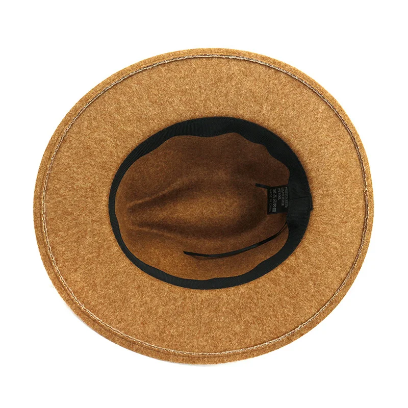 Женская шерстяная шляпа FS бежевая или коричневая с широкими полями поясом 2020 |