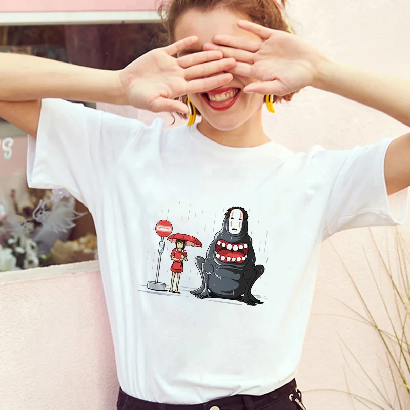 Футболка женская с принтом Los топ без лица японским аниме рисунком белый в стиле