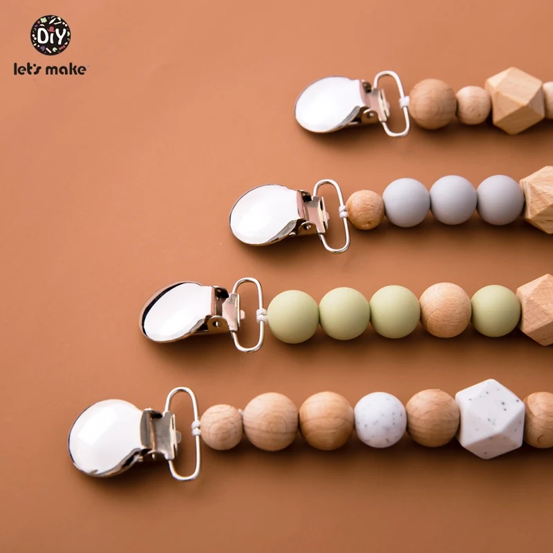 Детская цепочка для пустышки Let's Make 1 шт. шестигранная деревянная бусина пищевых