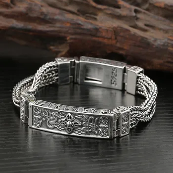 Retro Classic whip chain Thai silver Vajra men bracelet 2