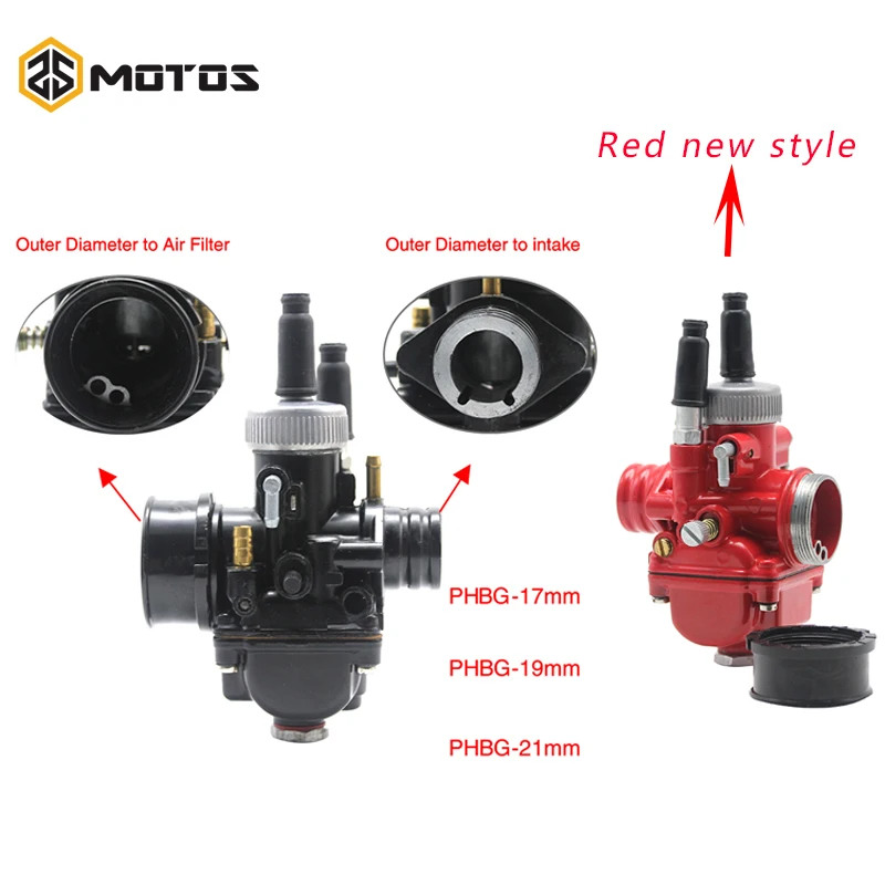 ZS MOTOS 17 мм 19 мм 21 мм Dellorto PHBG DS черный гоночный Карбюратор Carb DIO JOG 50cc 90cc BWS100 для мотоциклов Puch Yamaha Zuma