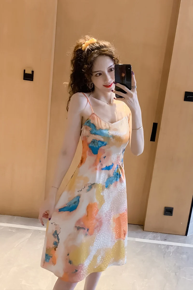 

COIGARSAM Print Women one-piece dress korean Summer Dresses Design And Color 2554