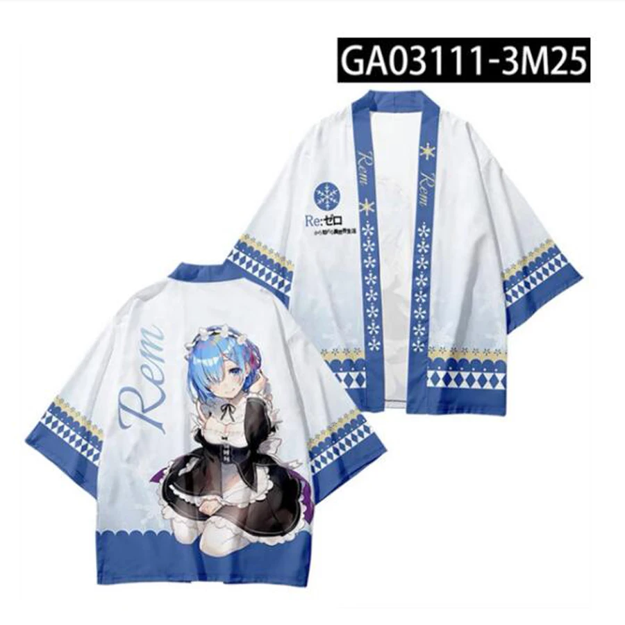Аниме Re:Zero Kara Hajimeru Isekai Seikatsu Emilia Rem Ram Косплей костюмы японское кимоно кардиган