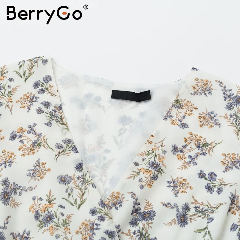 BerryGo богемное женское длинное платье с цветочным принтом осень зима элегантное женское платье с рукавом-фонариком элегантное винтажное платье с v-образным вырезом