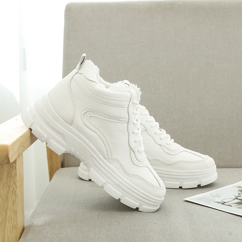 Модные зимние ботинки кроссовки женские ботильоны теплая спортивная обувь