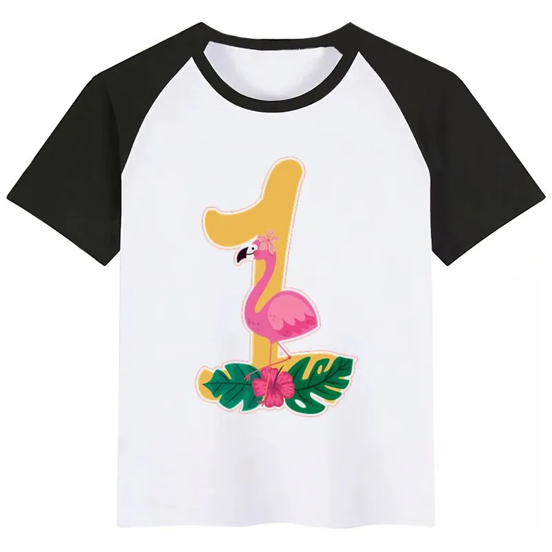 Милая футболка с номером на день рождения рисунком фламинго детская одежда