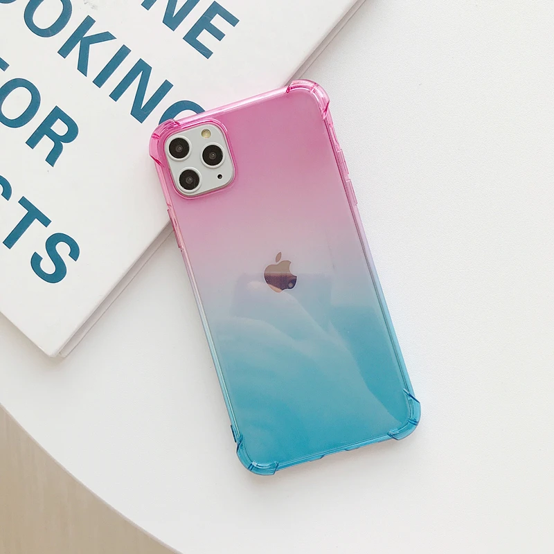Градиентный чехол из ТПУ для iPhone 11 Pro Max мягкий силиконовый четыре угла защита от
