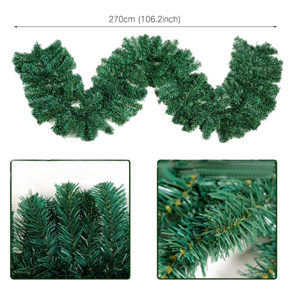 

Green Christmas Garland 1PC Hotel Mall Artificial Wreath Pine Tree Rattan Hanging Ornament Xmas Home Party Decor Accessories