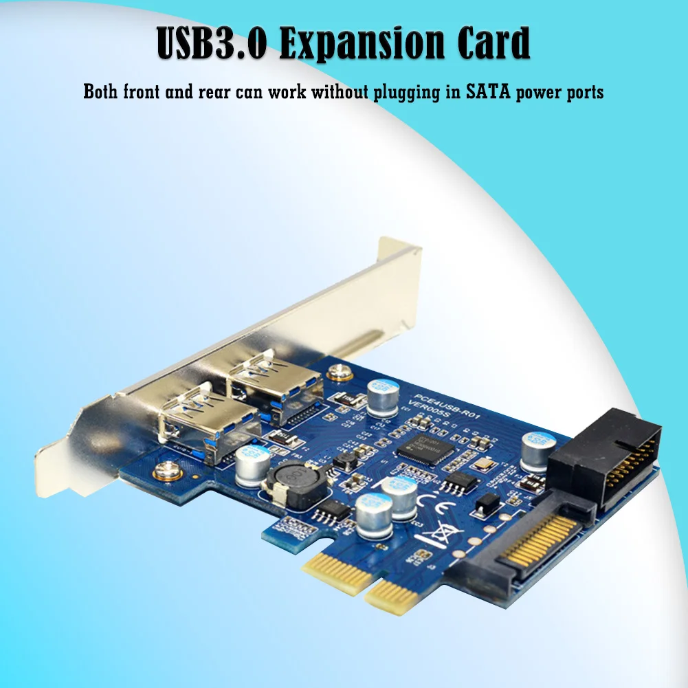 

USB3.0 Expansion Card Front 19PIN+Rear 2Port Extender Converter Pcie Adapter Board UPD720201 SATA Interface for Windows PC Refit