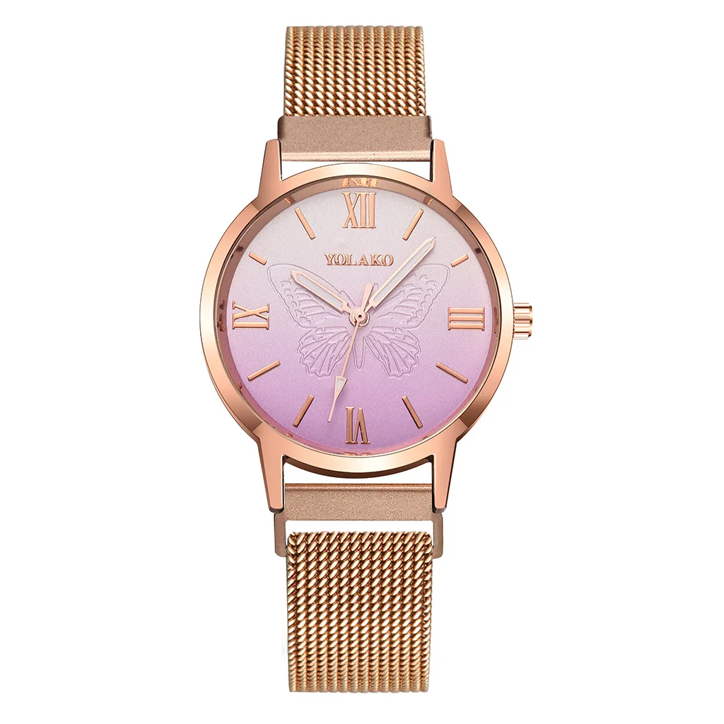 

New Fashion Watch Gradient Color Alloy Magnetic Buckle Casual Watch Fashion Butterfly Pattern All-match Women's Watch