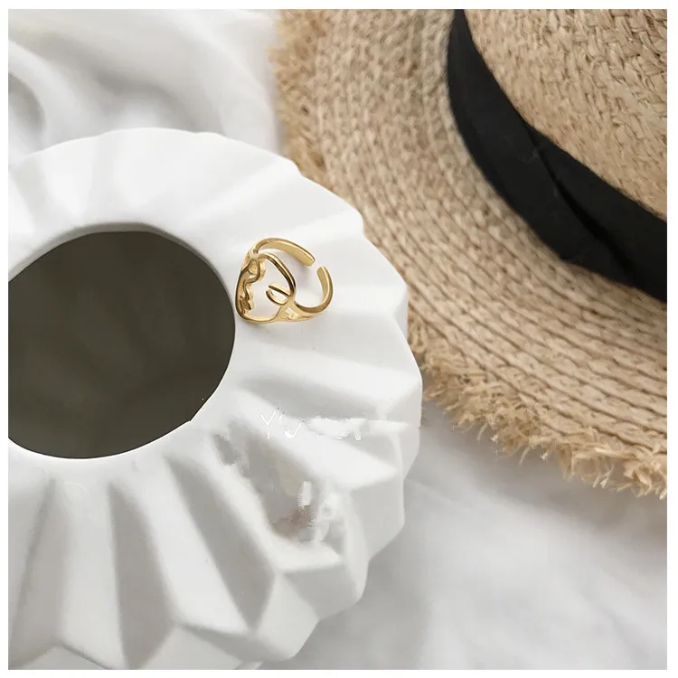 Модное простое металлическое кольцо с абстрактным контуром для женщин ювелирные