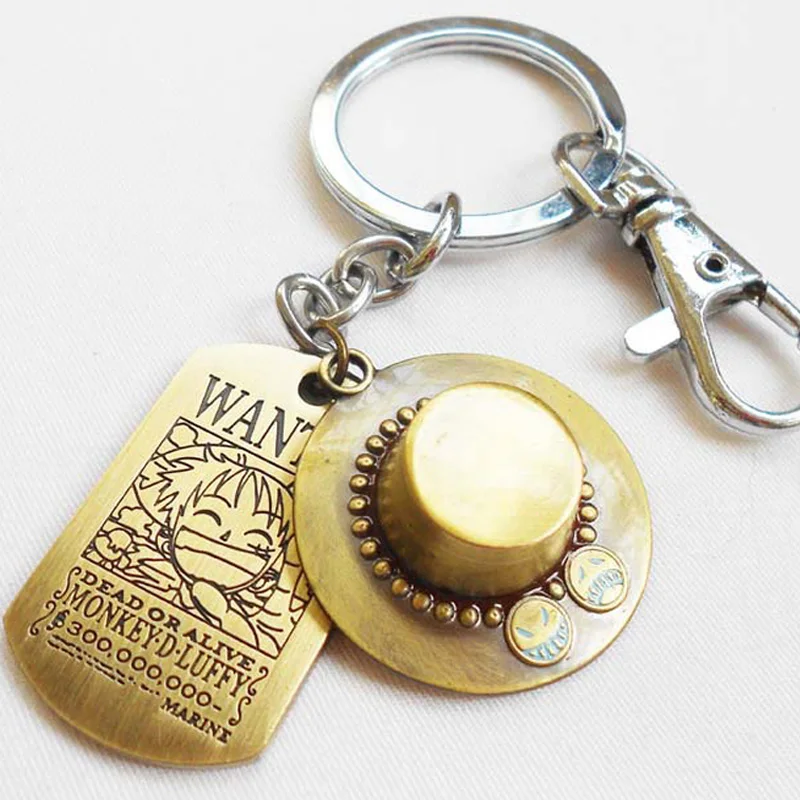 

2021Anime One Piece Keychain Choker Necklace Luffy straw hat Pendant Men Women Gift Anime Jewelry Accessories