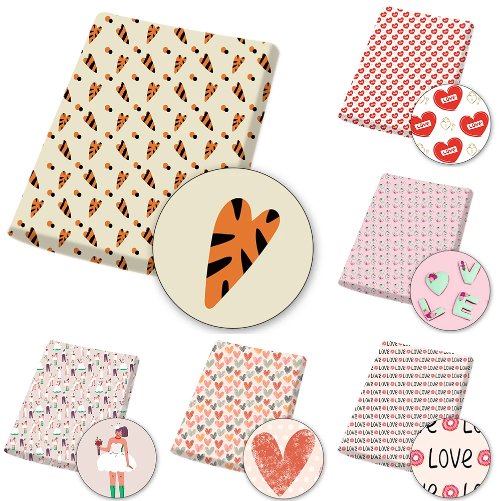 1 шт. Полиэстеровая хлопчатобумажная ткань с принтом сердечек 45x145 см | Дом и сад