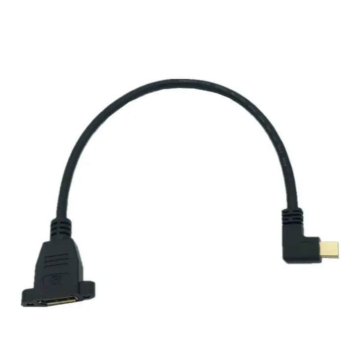 

Gold mini DisplayPort Male 90 angle to DisplayPort Female panel mount Extension Cable 0.3m