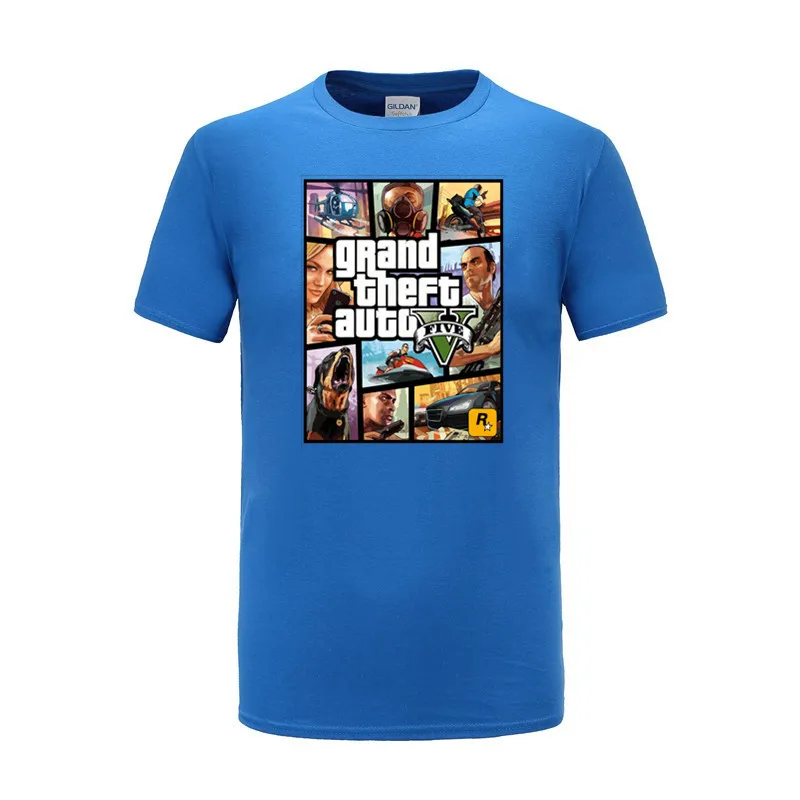 2021 Модные мужские летние футболки с принтом Grand Theft Auto Game GTA 5 крутая Мужская