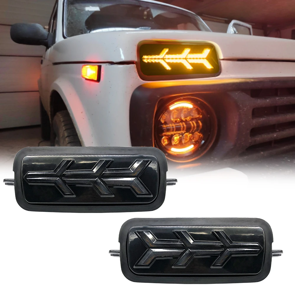 

2Pcs LED Daytime Running Lights for Lada Niva 4x4 1995 Running Turn Signal Car Styling Accessories Tuning Lamp With DRL