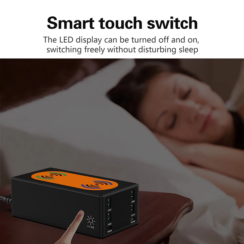 Настольная зарядная станция TQUQ с 6 USB-портами 150 Вт ЖК-дисплеем QC 3 0 и USB C | Мобильные