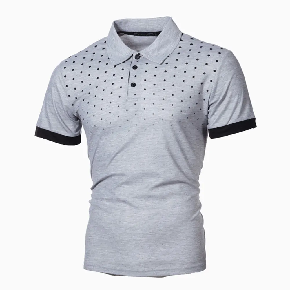 

Men Short Sleeve Shirts Top 2020 Summer Polka Dots Graphic Print Regular Fit Tops Male Casual Turn-down Collar T-shirts Tee Top